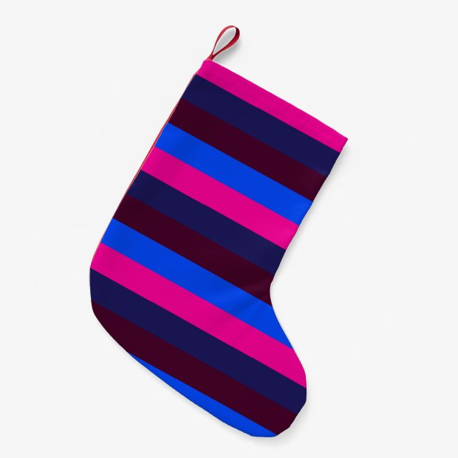 Midnight neon stripes small christmas stocking (Front (Hanging))