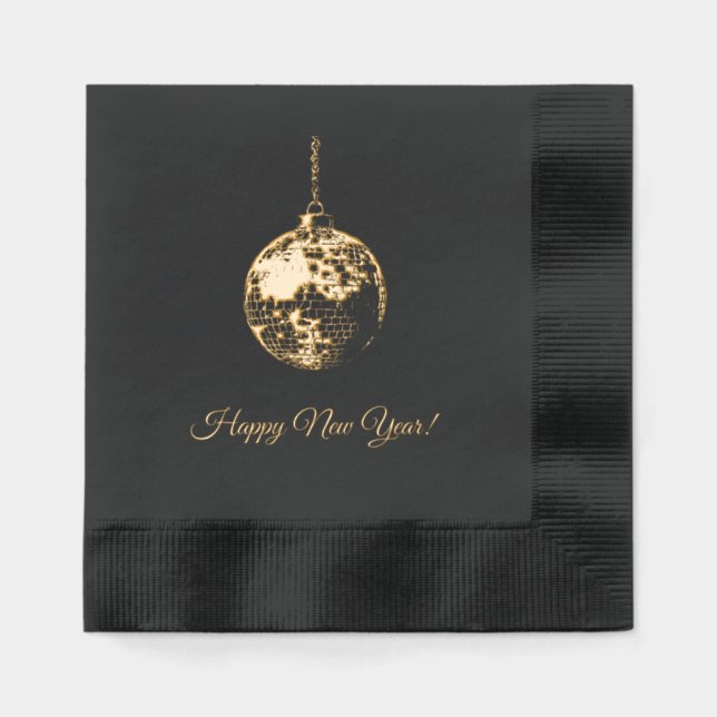 Midnight New Year's Eve Ball Foil Napkins (Front)