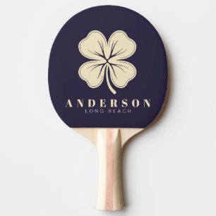 Midnight Ocean Four Leaf Clover with Name Ping Pong Paddle