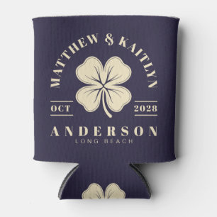 Midnight Ocean Irish Lucky Clover Wedding Crest Can Cooler