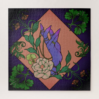 “Midnight Offering” – Botanical Hand & Bloom  Jigsaw Puzzle
