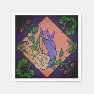 “Midnight Offering” – Botanical Hand & Bloom  Napkin