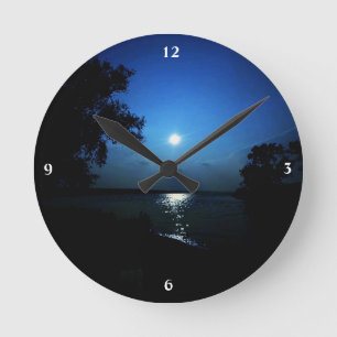MIDNIGHT ON THE LAKE ROUND CLOCK