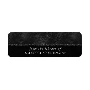 Midnight Onyx Romance   Black Satiny Grunge Damask