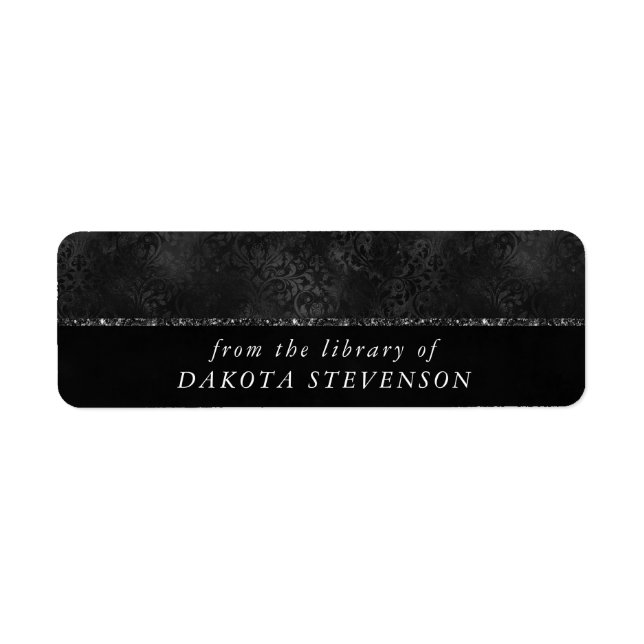 Midnight Onyx Romance | Black Satiny Grunge Damask (Front)