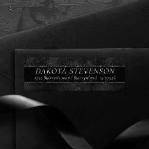 Midnight Onyx Romance   Black Satiny Grunge Damask