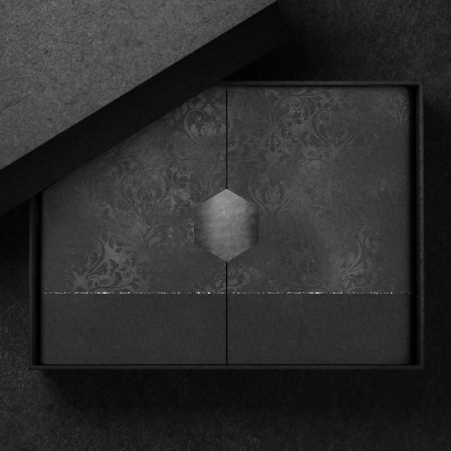 Midnight Onyx Romance | Black Satiny Grunge Damask Tissue Paper (Creator Uploaded)