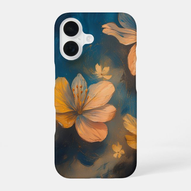Midnight Orange Blooms iPhone 16 Case (Back)