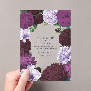 Midnight Orchid, Velvet Aubergine & Misty Mauve Acrylic Invitations
