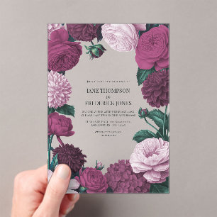 Midnight Orchid, Velvet Aubergine & Misty Mauve Acrylic Invitations