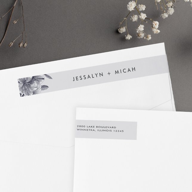Midnight Orchid | Wedding Return Address Wrap Around Label (Creator Uploaded)