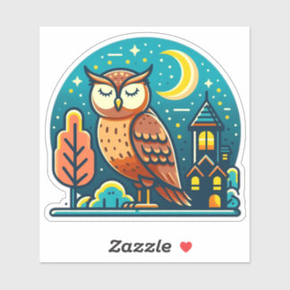 Midnight Owl bird Custom-Cut Vinyl Sticker