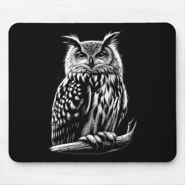 Midnight Owl Silent Watcher Of The Night Wise Eyes Mouse Pad (Front)