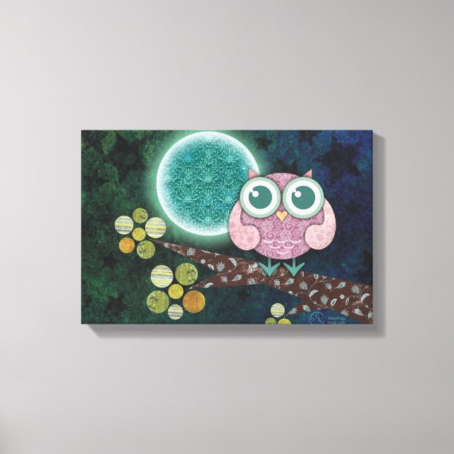Midnight Owl Wrapped Canvas Wall Art (Front)