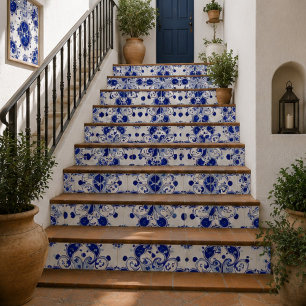 Midnight Paisley  Elegant Blue Botanical Mosaic  Tile