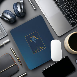 Midnight Palm Collection Navy Blue Mouse Pad