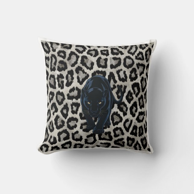 Midnight panther leopard luxe pillow (Front)