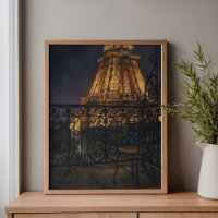 Midnight Paris Eiffel Tower Balcony