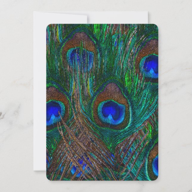 Midnight Peacock Feathers Etching Style Decor (Front)