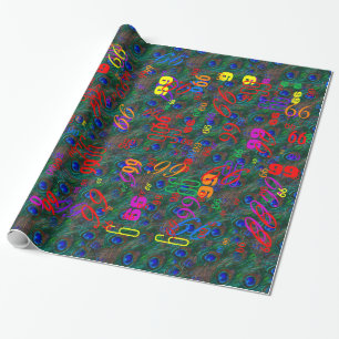 Midnight Peacock Feathers Etching Style Decor Wrapping Paper