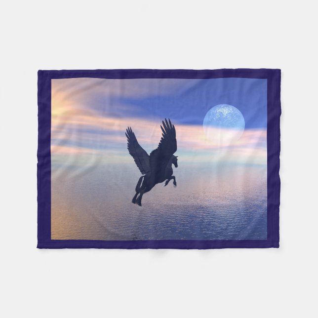 Midnight Pegasus Fleece Blanket (Front (Horizontal))