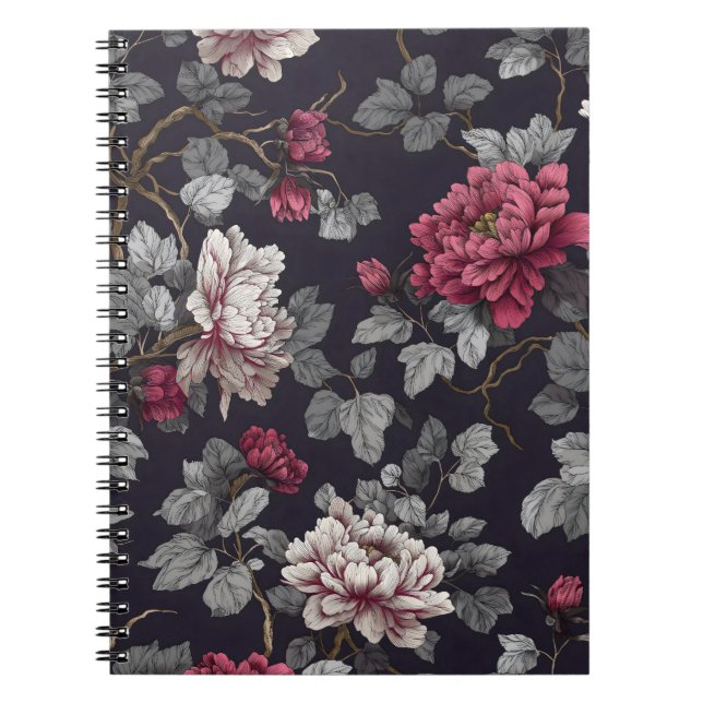 Midnight Peony Botanica Notebook (Front)