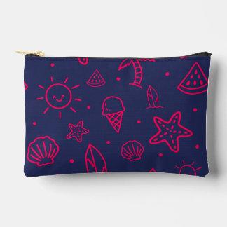 Midnight Pink Doodle Pattern Accessory Pouch