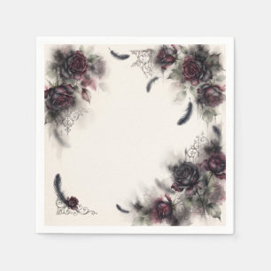 Midnight Plum Withered Roses Gothic Romance Moody Napkin