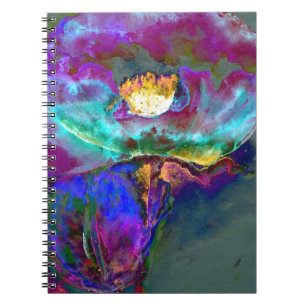 Midnight poppy purple watercolor painting spiral notebook