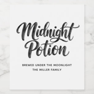 Midnight Potion Witchy Magical Halloween Party Wine Label