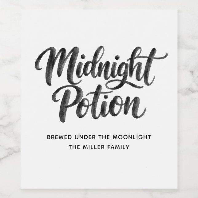 Midnight Potion | Witchy Magical Halloween Party  Wine Label (Single Label)