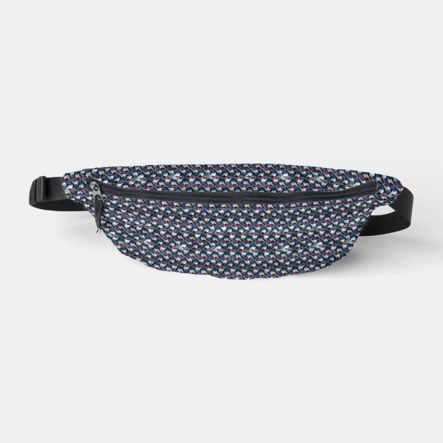 Midnight Prism Weave Abstract Geometric Pattern Bum Bags (Front)