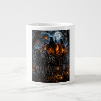Midnight Pumpkin Carriage – Haunted Halloween Ride Large Coffee Mug