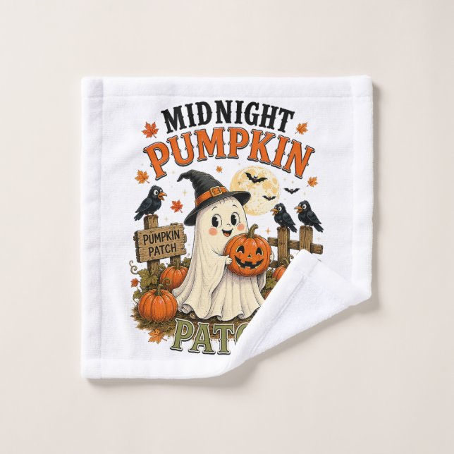 midnight pumpkin patch ghost halloween wash cloth (Wash Cloth)