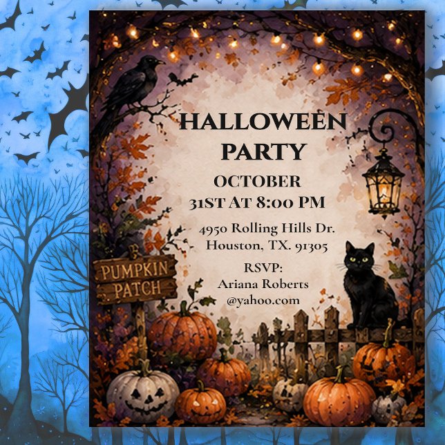 Midnight Pumpkin Patch Halloween Party  Invitation (Creator Uploaded)