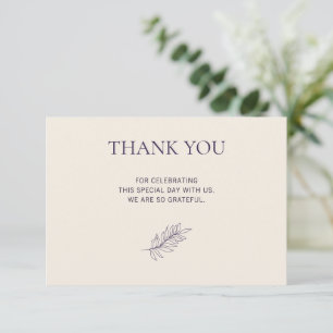 Midnight Purple Botanical Minimal Thank You Card