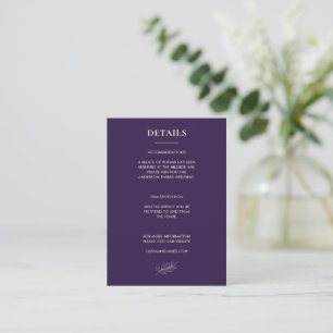 Midnight Purple Details Botanical Elegant Enclosure Card