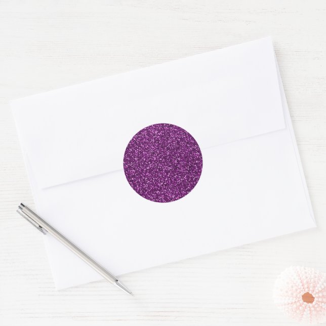 Midnight Purple Glitter Classic Round Sticker (Envelope)