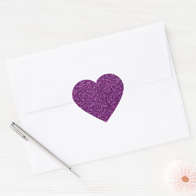 Midnight Purple Glitter Heart Sticker (Envelope)