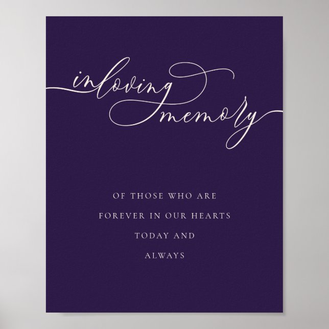 Midnight Purple In Loving Memory Elegant Poster (Front)