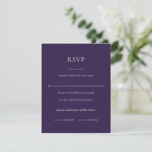 Midnight Purple Rsvp Minimal Botanical Elegance Card