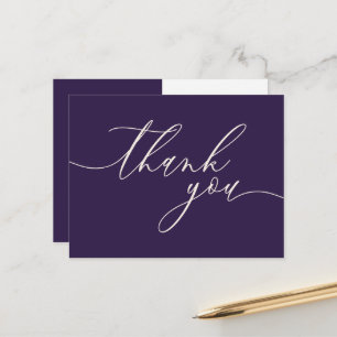 Midnight Purple Thank You Calligraphy Postcard