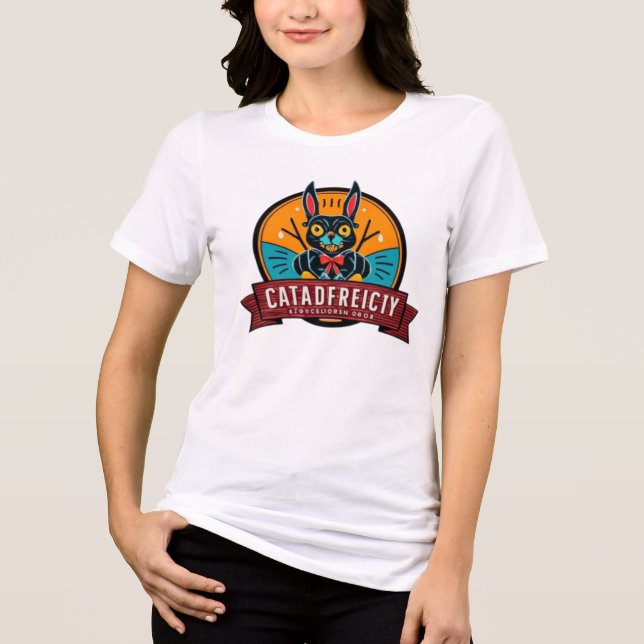 Midnight Rabbit Emblem – Retro Bold Mascot Tee (Front)