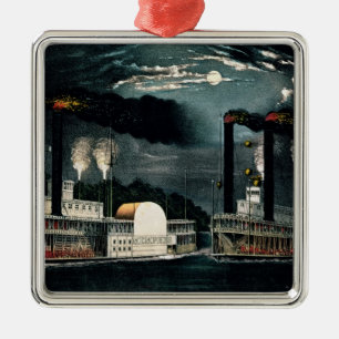 Midnight Race on the Mississippi Metal Tree Decoration