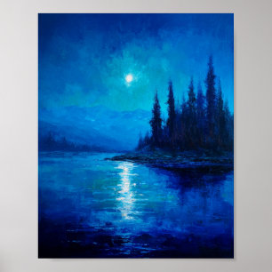 Midnight Radiance: A Moonlit Reflection over the S Poster