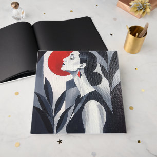 Midnight Radiance Art Deco Woman Portrait Hardcove Guest Book