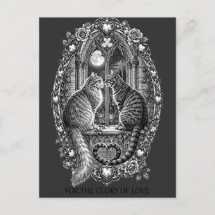 Midnight Romance Cats Gothic Window Art Postcard