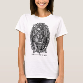 Midnight Romance Cats Gothic Window Art T-Shirt