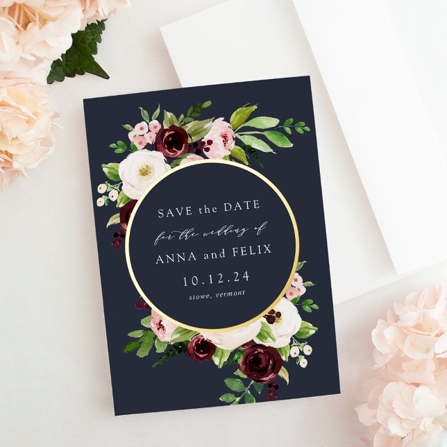 Midnight Romance Foil Wedding Save the Date Card (Creator Uploaded)