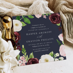 Midnight Romance Square Wedding Invitation